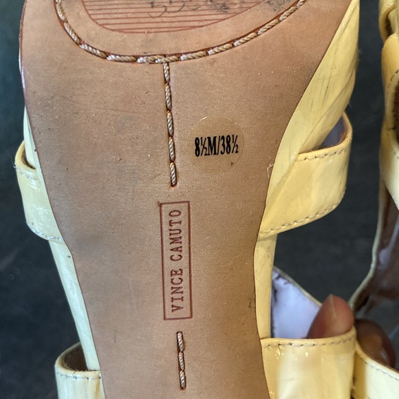 Women Vince Camuto Jessore cream yellow leather Strappy stiletto shoes size 8.5 - Picture 10 of 12